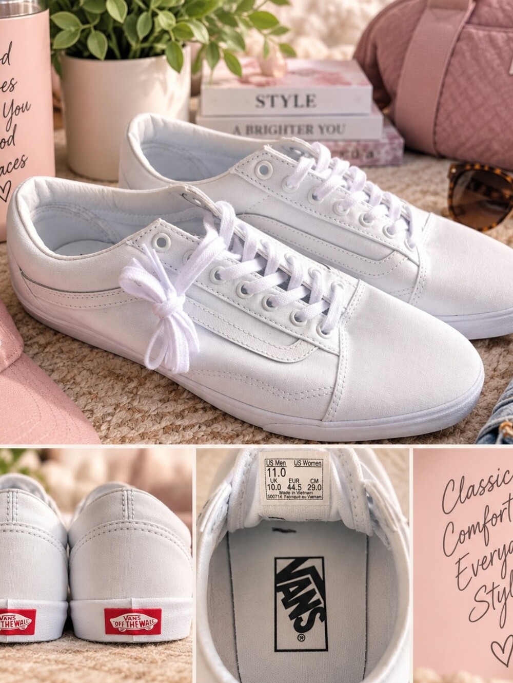 Vans Women’s Size 11 White Low Top Lace Up Sneakers NWOT